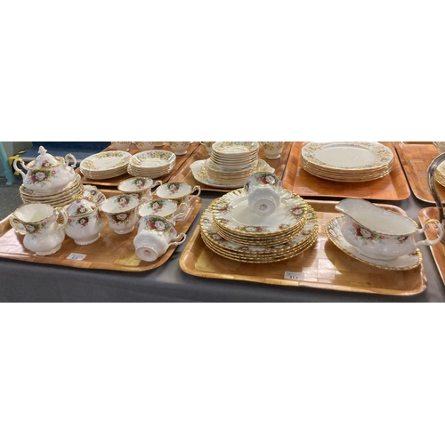 313 - Two trays of Royal Albert bone china 'Celebration' tea and dinner ware items.  (2)   (B.P. 21% + VAT... 