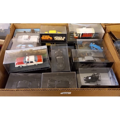 349 - Large collection of modern diecast model vehicles, mostly from James Bond 007, three boxes all in or... 