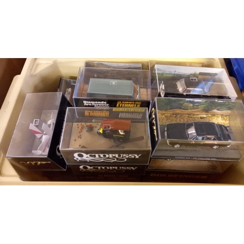 349 - Large collection of modern diecast model vehicles, mostly from James Bond 007, three boxes all in or... 