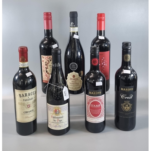 370 - Collection of red wine to include: Chateauneuf du Pape 2021, Amaroni Della Valpolicella, Baraca and ... 