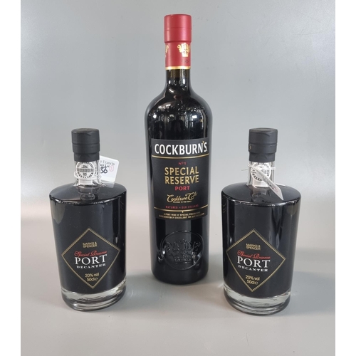 386 - Bottle of Cockburn's No 1 Special Reserve Port, 100cl.  20% vol.  together with two Marks & Spencer'... 