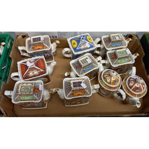 393 - Three trays of assorted modern pottery novelty teapots.  (3)  (B.P. 21% + VAT)