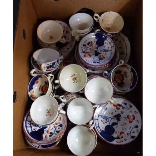 400 - Large collection of Gaudy Welsh tea ware to include: six 'Tulip' design teapots, various 'Tulip' des... 