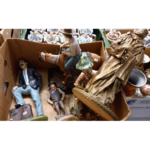 403 - Box of assorted novelty ceramic figures including: John Wayne etc., collection of Avon Ware floral d... 