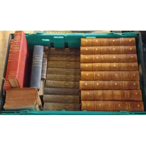 406 - Box of assorted older books, to include: 'Harmsworth History of the World' in quarter calf, 'Tract M... 