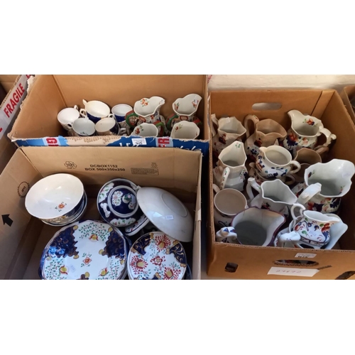 415 - Three boxes of assorted Gaudy Welsh china to include: tea ware, dresser jugs etc.  (3)  (B.P. 21% + ... 