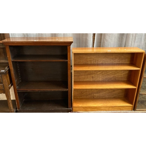 437 - Modern teak bookcase together with another mahogany Edwardian design bookcase.  (2)  (B.P. 21% + VAT... 