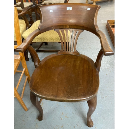 452 - Early 20th century mahogany desk armchair on cabriole legs.(B.P. 21% + VAT)