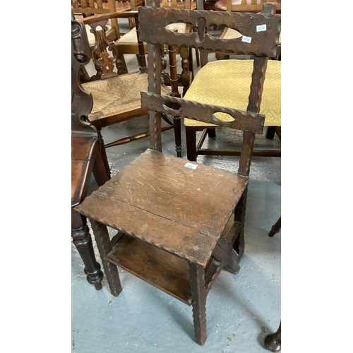 454 - Early 20th century oak metamorphic library steps/chair.  (B.P. 21% + VAT)