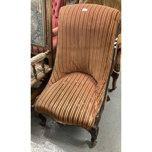 465 - Victorian nursing/bedroom chair on cabriole legs.  (B.P. 21% + VAT)