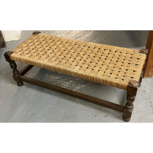 477 - Early 20th century pine top cast iron bench with pine stretcher together with a 20th century oak and... 