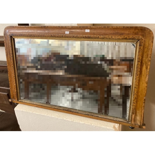 480 - 19th century over mantle mirror with herringbone inlay.  90cm long approx.  (B.P. 21% + VAT)