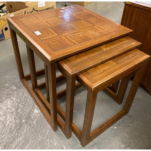 497 - 1970s oak nest of three tables of square form.  (B.P. 21% + VAT)