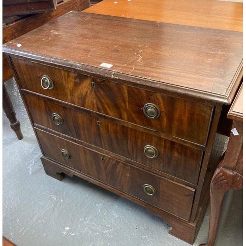 503 - 19th century mahogany straight front cock beaded chest of three drawers on bracket feet.  (B.P. 21% ... 