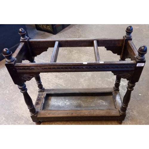 515 - Late 19th century stained oak stick stand.  (B.P. 21% + VAT)