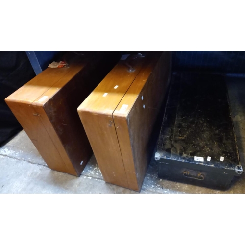 524 - Two teak storage/travelling cases, with RAF paper labels for Brize, Norton England together, with a ... 