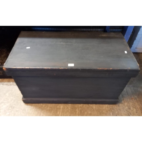 525 - Large 19th century stained pine trunk/tool box.  (B.P. 21% + VAT)