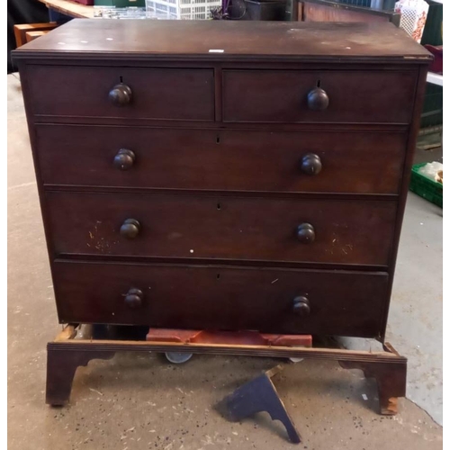 528 - 19th century mahogany straight front chest of two short and three long graduated and cock beaded dra... 