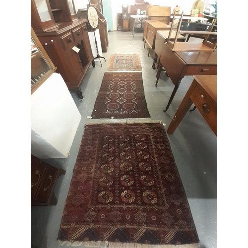 533 - Three Middle Eastern design carpets/runners, overall with geometric and foliate decoration.  113x122... 