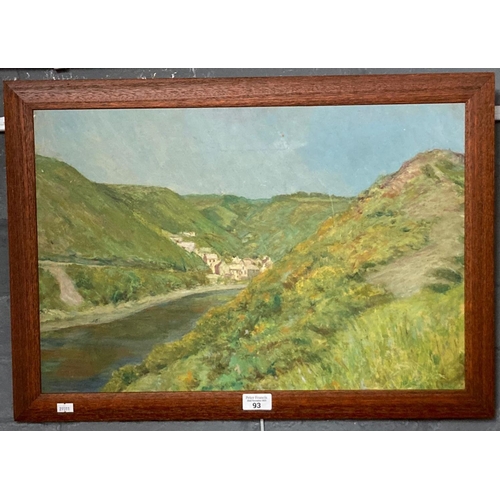 93 - Allen (Welsh School ,20th century), 'Solva', signed dated 1952.  Pastels.  38x56cm approx.  Framed. ... 