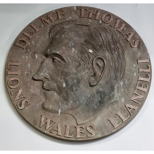 111 - Harvey Thomas (Welsh, lived locally, died 2017), two circular bronze portrait reliefs, of Welsh Rugb... 