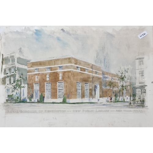 116 - William Walcott RBA, architectural study to a design by Percy Thomas P.P.R.I.B.A , 'Royal Borough of... 