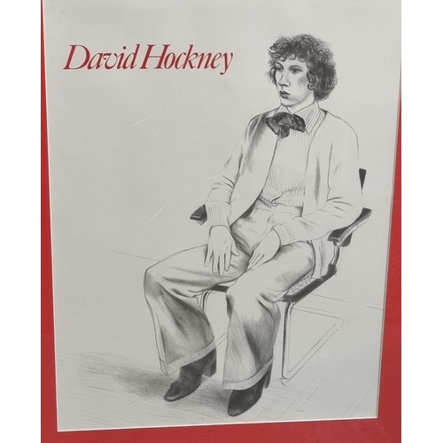 120 - Group of David Hockney museum type posters, various including: three portraits, dancing couple and a... 