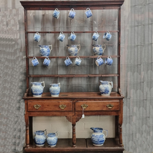 145A - Collection of assorted Staffordshire Pottery blue and white transfer printed jugs of baluster form w... 