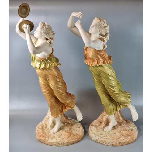 146 - Royal Worcester blush ivory figure, modelled by James Hadley, emblematic of music and joy on natural... 