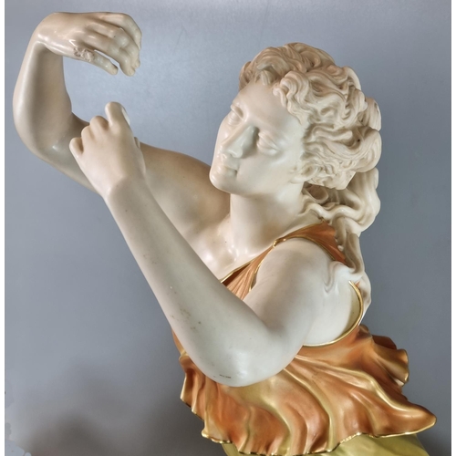 146 - Royal Worcester blush ivory figure, modelled by James Hadley, emblematic of music and joy on natural... 