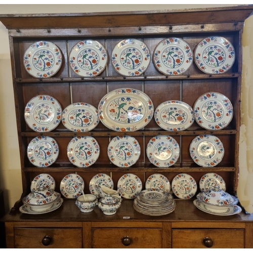 160 - Booths 'Green Parrot' pattern part dinner service comprising: graduated set of oval meat plates, two... 