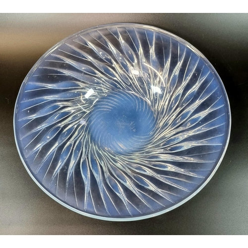 173 - R Lalique (French 1860-1945), 'Algues' opalescent glass dish/centre bowl, moulded in relief with spi... 