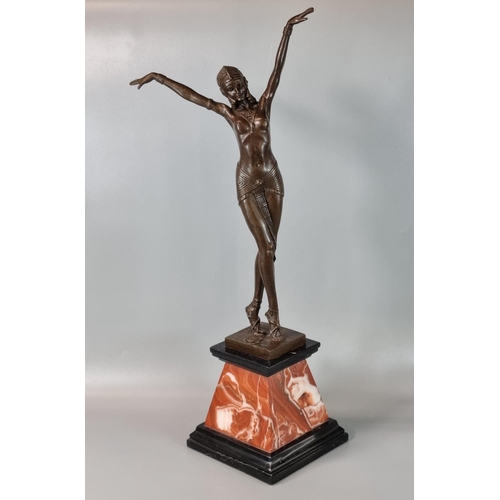 183 - After Chiparus, an Art Deco style bronze figure, a nude dancer, with foundry mark, signed with numbe... 