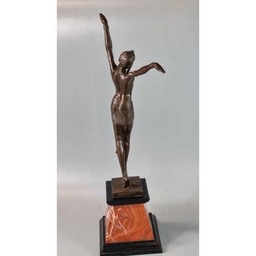 183 - After Chiparus, an Art Deco style bronze figure, a nude dancer, with foundry mark, signed with numbe... 