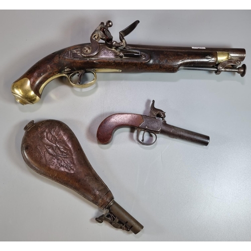 192A - 18th century English Army issue 'New Land' flintlock muzzle loading Cavalry pistol having 22.5cm bar... 