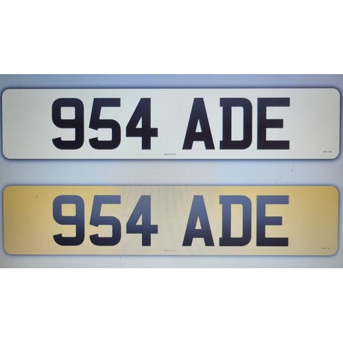 206 - To be sold after 12 noon: Cherished car registration number 954 ADE, on Retention Document V778W. An... 