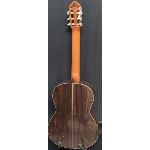 220 - Handmade Dieter Hopf model 3830/73 six string acoustic guitar labelled 'La Portentosa Nueva', cedar ... 