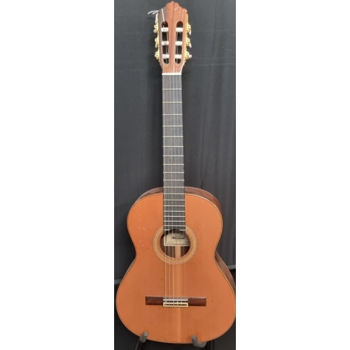 222 - Handmade Spanish Almansa model 461 No. 48030093 six string acoustic guitar.  Together with Hiscox Li... 