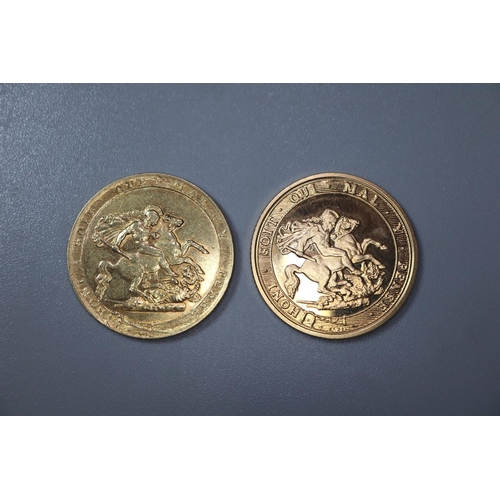 272 - Two George III gold full sovereigns dated 1819 (re-strike) and 1820.  (2)   (B.P. 21% + VAT)