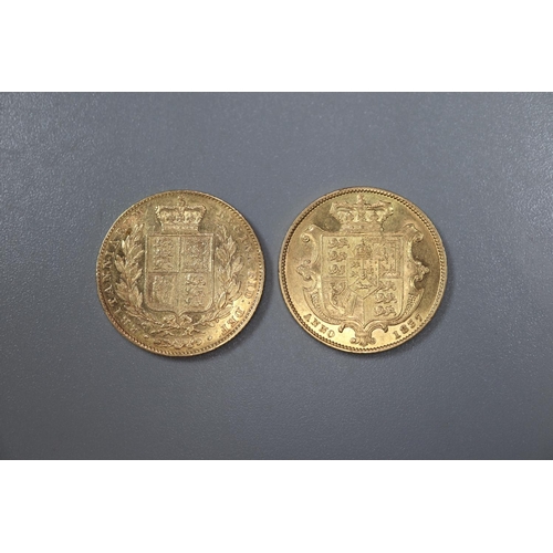 278 - Two Victorian gold full Sovereigns dated 1837 and 1838.  (2)   (B.P. 21% + VAT)