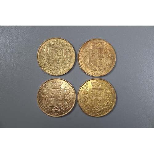 280 - Four Victorian gold full Sovereigns dated 1844, 1845, 1846 and 1847.  (4)   (B.P. 21% + VAT)