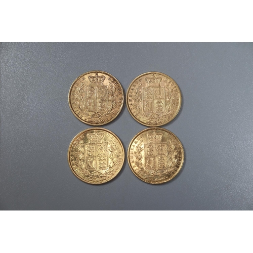 282 - Four Victorian gold full Sovereigns dated 1848, 1849, 1850 and 1851.  (4)   (B.P. 21% + VAT)