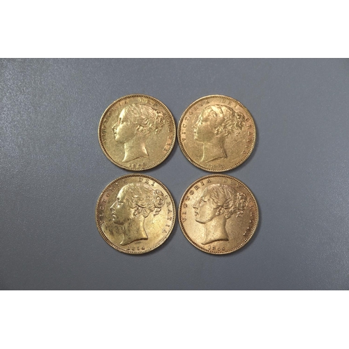 283 - Four Victorian gold full Sovereigns dated 1852, 1853, 1854 and 1855.  (4)   (B.P. 21% + VAT)