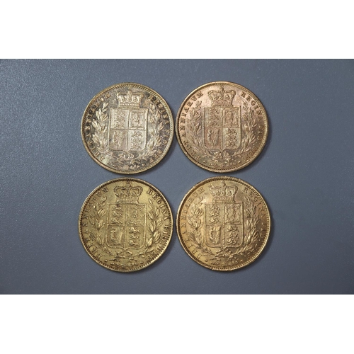 284 - Four Victorian gold full Sovereigns dated 1856, 1857, 1858 and 1859.  (4)   (B.P. 21% + VAT)