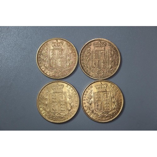 285 - Four Victorian gold full Sovereigns dated 1860, 1861, 1862 and 1863.  (4)   (B.P. 21% + VAT)