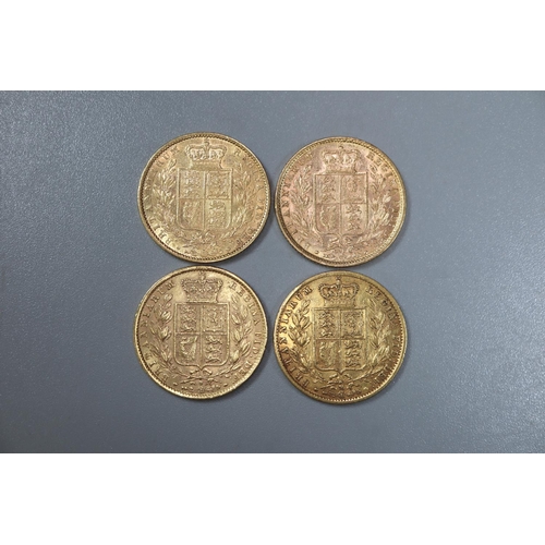 287 - Four Victorian gold full Sovereigns dated 1869, 1870, 1871 and 1872.  (4)   (B.P. 21% + VAT)