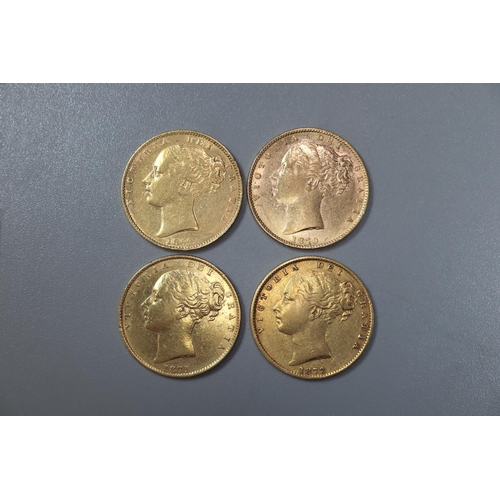 287 - Four Victorian gold full Sovereigns dated 1869, 1870, 1871 and 1872.  (4)   (B.P. 21% + VAT)