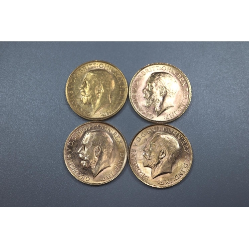 300 - Four George V gold full Sovereigns dated 1919, 1920, 1921 and 1922.  (4)   (B.P. 21% + VAT)