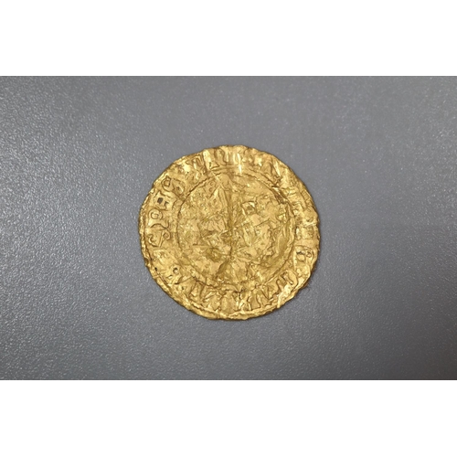 307 - Henry VIII (1509-47), hammered gold Half Angel coin.  2.6g approx.   (B.P. 21% + VAT)