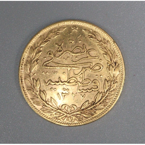 332 - 22ct gold 100 Kurush Turkey Ottoman empire gold coin.  2.3g approx.  (B.P. 21% + VAT)